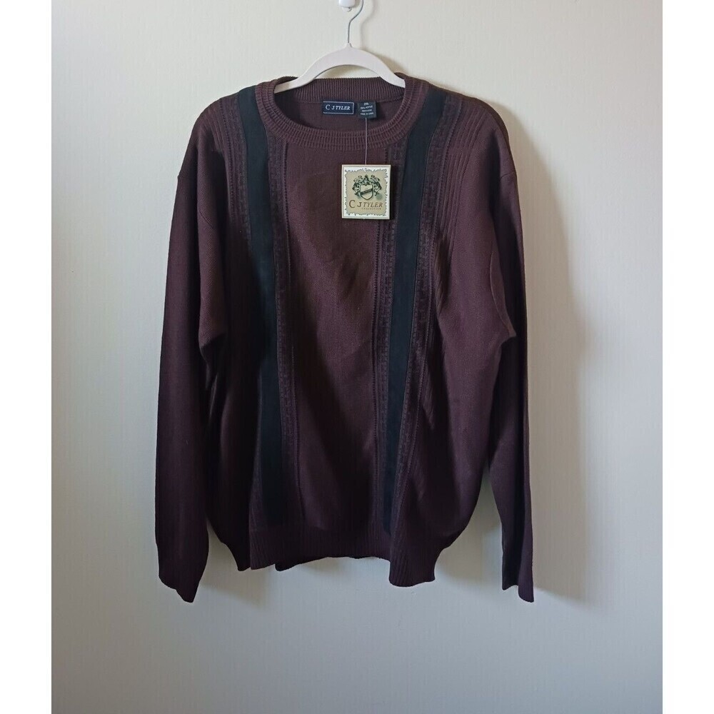 NWT CJ Tyler Sweater Pullover Crew Neck Long Sleeve Brown Black Size 2XL
